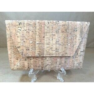 JNB/J. Crew Natural Cork Envelope Clutch Purse, Eco-Friendly & Chic